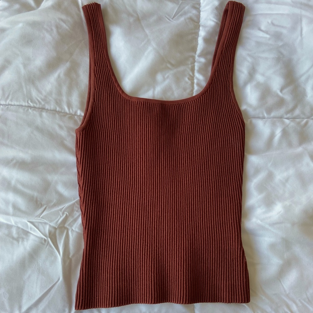 Aritzia Babaton ribbed sweater tank burnt autumn